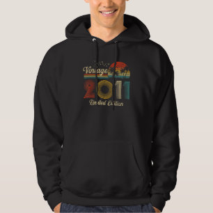 11 Year Old Born In 2011 Vintage 11th Birthday Re Hoodie