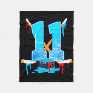 11 Year Old Boys 11th Birthday Ice Hockey Ice Crea Fleece Blanket