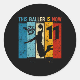 11 Year Old Bysketbyll 11th Birthday Boy  Classic Round Sticker