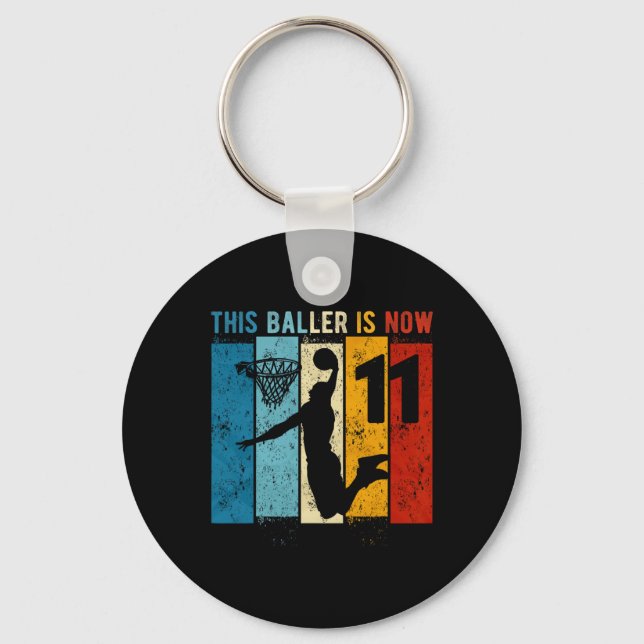 11 Year Old Bysketbyll 11th Birthday Boy  Key Ring (Front)