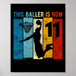 11 Year Old Bysketbyll 11th Birthday Boy  Poster