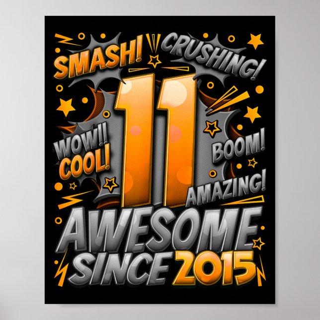 11 Year Old For Boys 11th Birthday Boy 11 Year Old Poster (Front)