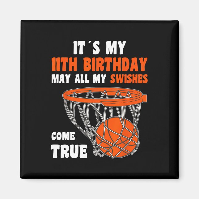 11 Year Old Happy 11th Birthday Basketball 11th Bi Magnet (Front)