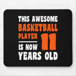 11 Year Old Happy 11th Birthday Basketball 11th Bi Mouse Pad