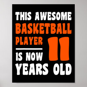 11 Year Old Happy 11th Birthday Bysketbyll 11th Bi Poster