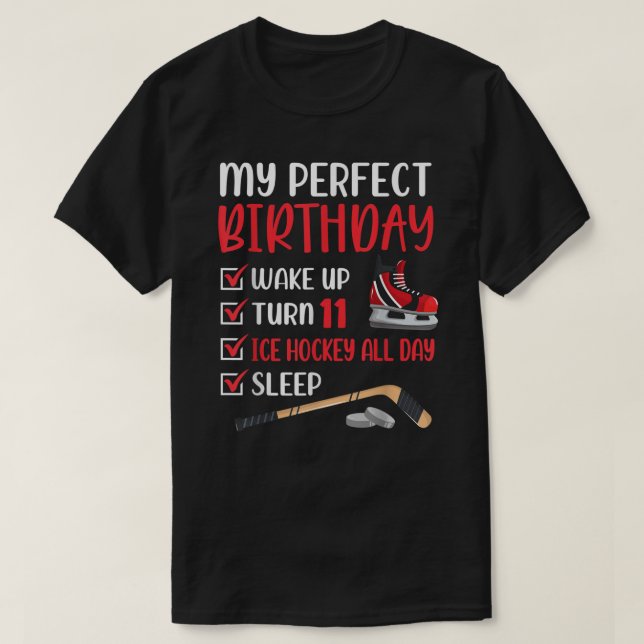 11 Year Old Ice Hockey Birthday Party 11th Boy Bda T-Shirt (Design Front)