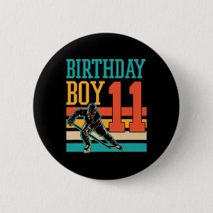 11 Year Old Ice Hockey Themed 11th Birthday Party  6 Cm Round Badge