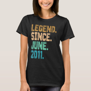 11 Year Old Legend Since June 2011 11th Birthday V T-Shirt