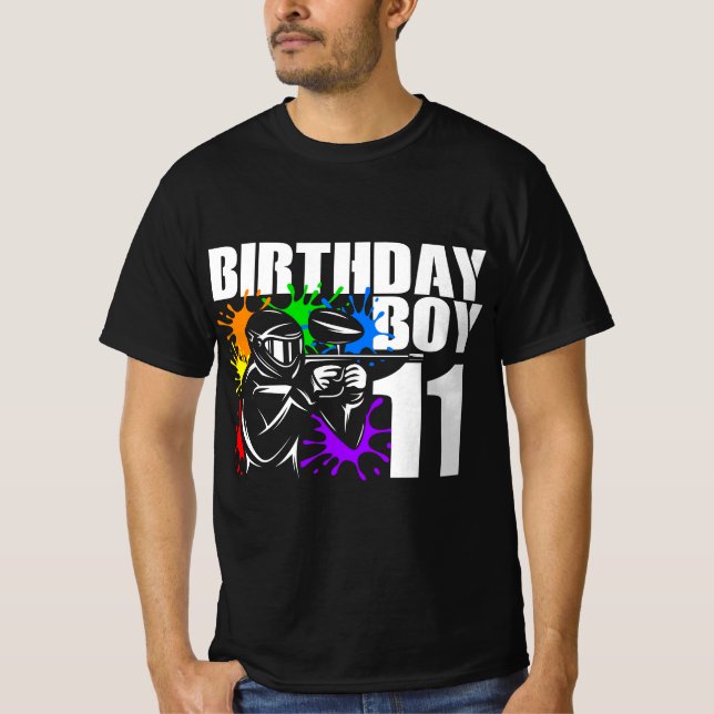 11 Year Old Paintball Birthday Party Boys 11th Gif T-Shirt (Front)