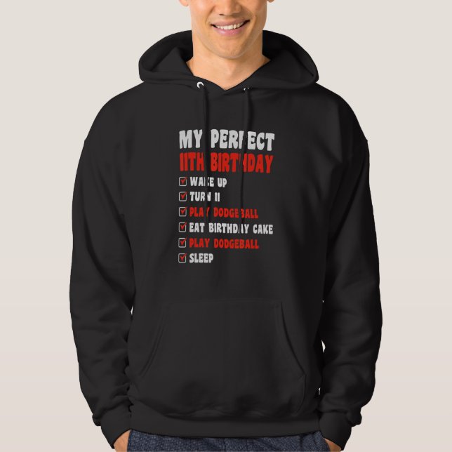 11 Year Old Perfect 11th Birthday Dodgeball 11th B Hoodie (Front)