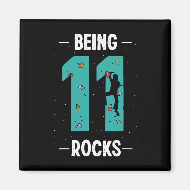 11 Year Old Rock Climbing 11th Birthday Child Clim Magnet (Front)