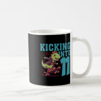 11 Year Old Skater Skateboarding T-rex Dinosaur Bi Coffee Mug