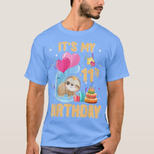 11 Year Old Sloth 11th Birthday Girl Party Cute Sl T-Shirt