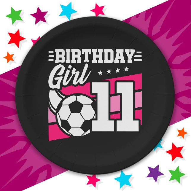 11 Year Old Soccer Football 11th Birthday Girl Paper Plate (Creator Uploaded)