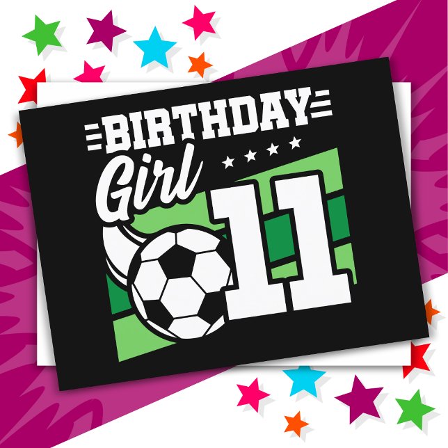 11 Year Old Soccer Football 11th Birthday Girl Postcard (Creator Uploaded)