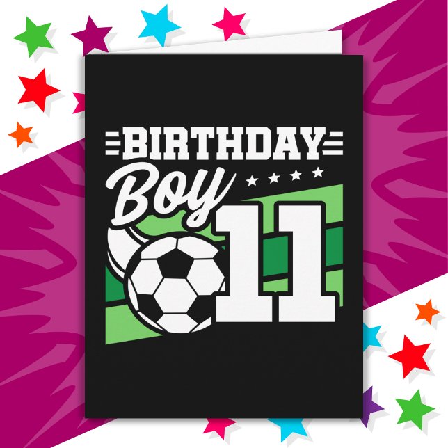 11 Year Old Soccer Football Kids 11th Birthday Boy Card (Creator Uploaded)