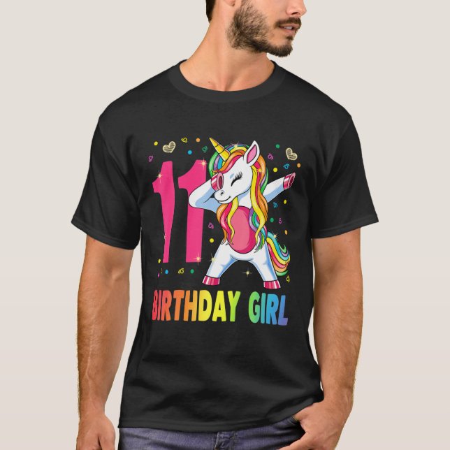 11 Year Old Unicorn Dabbing 11Th Birthday Girl Uni T-Shirt (Front)