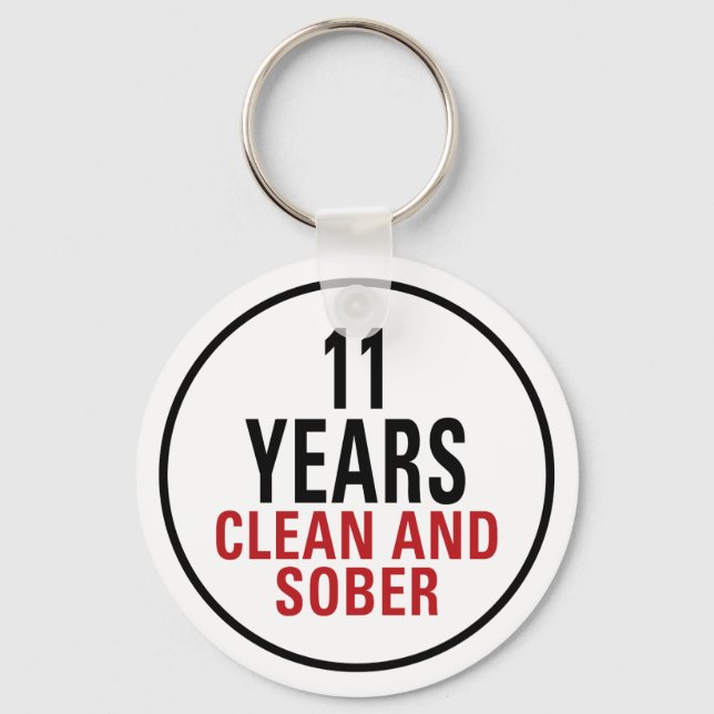 11 Years Clean and Sober Key Ring (Front)