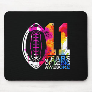 11 Years Of Being Awesome Football 11th Birthday Mouse Pad
