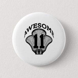 11 Years Of Being Awesome Lacrosse 11th Birthday  6 Cm Round Badge