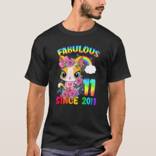 11 Years Old 11th Birthday Cute Cat Girl Fabulous  T-Shirt