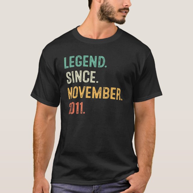11 Years Old  11th Birthday Legend Since November  T-Shirt (Front)