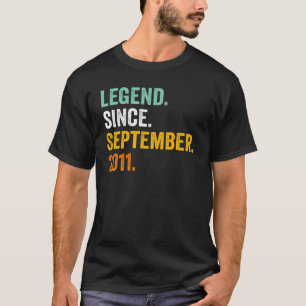 11 Years Old 11th Birthday Legend Since September T-Shirt
