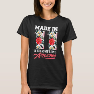11 Years Old 11th Birthday Made In 2011 Girls Flo T-Shirt