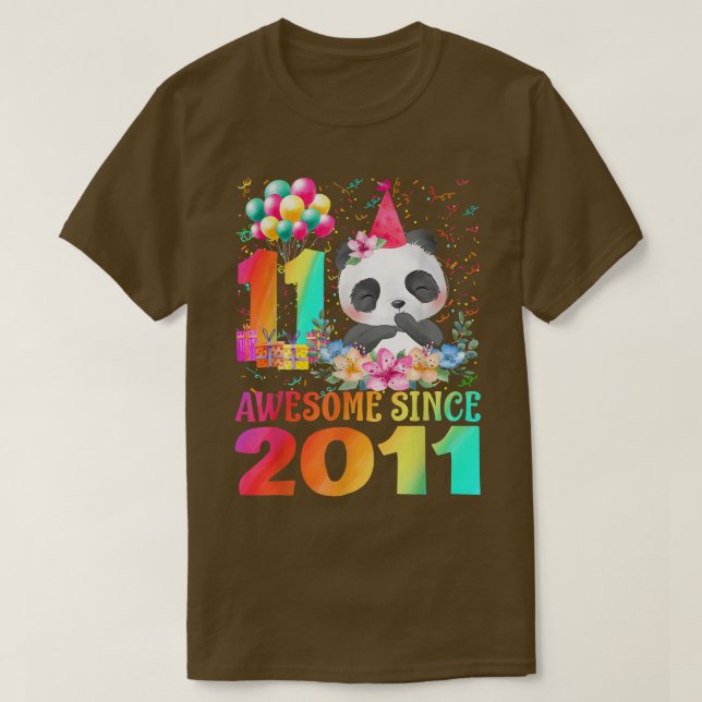 11 Years Old 11th Birthday Panda Awesome Since 201 T-Shirt (Design Front)