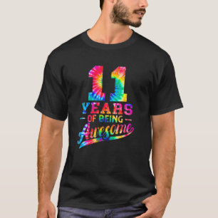 11 Years Old 11Th Birthday Tie Dye Being Awesome M T-Shirt