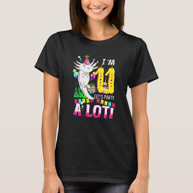11 Years Old Axolotl 11th Birthday Party Boys Girl T-Shirt (Front)