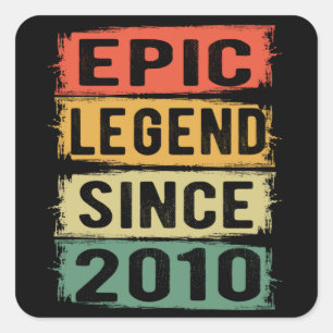 11 Years Old Bday 2010 Epic Legend 11th Birthday Square Sticker
