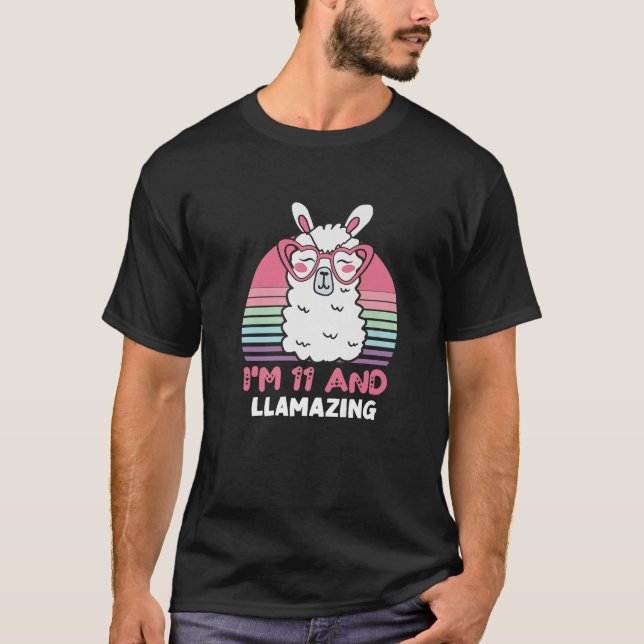 11 Years Old Bday Llamazing Alpaca Llama 11Th Birt T-Shirt (Front)