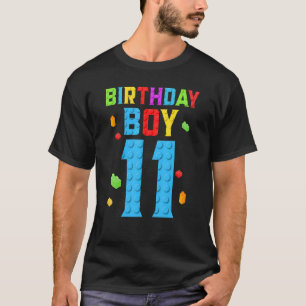 11 Years Old Birthday Boy Blocks Building Boys Ki T-Shirt