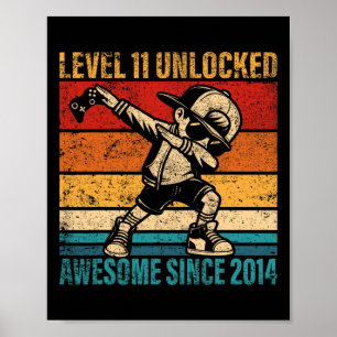 11 Years Old Birthday Gamer Dabbing Boy 11th Level Poster