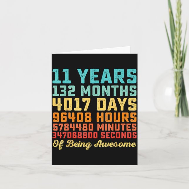 11 Years Old Birthday Quote Funny 11th B-Day Math Card (Front)