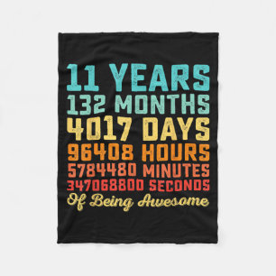 11 Years Old Birthday Quote Funny 11th B-Day Math Fleece Blanket