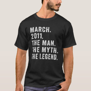 11 Years Old Birthday The Man Myth Legend March 2 T-Shirt