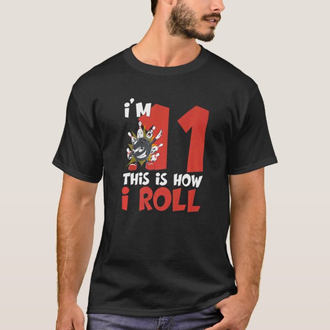 11 Years Old Bowler 11th Birthday Kids Bowling Bir T-Shirt (Front)