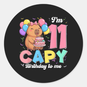 11 Years Old Capy Birthday to 11th Birthday Classic Round Sticker