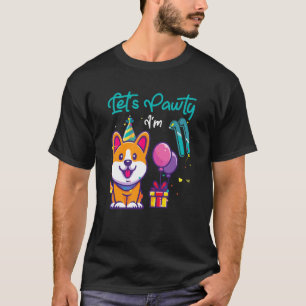 11 Years Old Corgi Dog  11th Birthday Let's Party T-Shirt