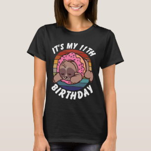 11 Years Old Funny Sloth And Donut Retro Vintage 1 T-Shirt