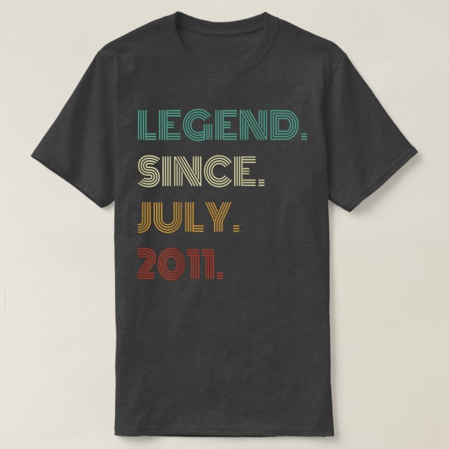 11 Years Old Legend Since July 2011 11th Birthday  T-Shirt (Design Front)