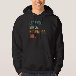 11 Years Old  Legend Since November 2011 11th Bday Hoodie