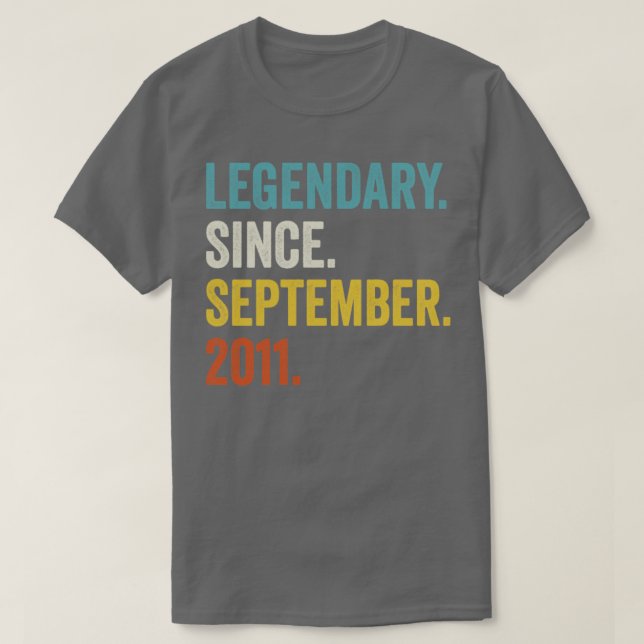 11 Years Old Legendary Since September 2011 11th B T-Shirt (Design Front)