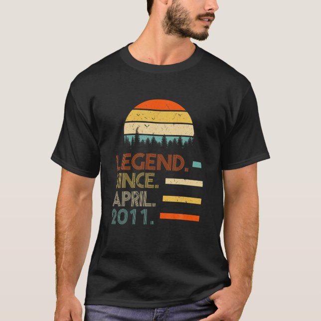 11 Years Old Retro Birthday Gifts Legend Since Apr T-Shirt (Front)