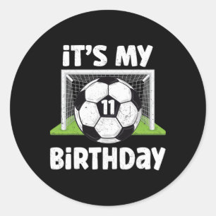 11 Years Old Soccer 11th Birthday Player Kids B-da Classic Round Sticker