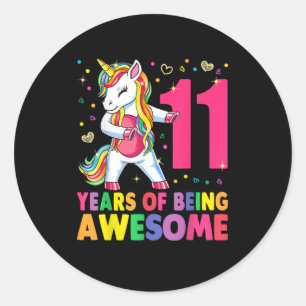 11 Years Old Unicorn Flossing 11th Birthday Girl U Classic Round Sticker