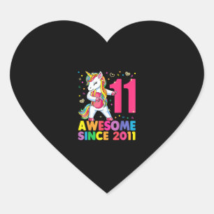11 Years Old Unicorn Flossing 11th Birthday Girl U Heart Sticker