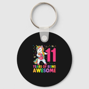 11 Years Old Unicorn Flossing 11th Birthday Girl U Key Ring